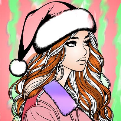 realistic girl in santa hat