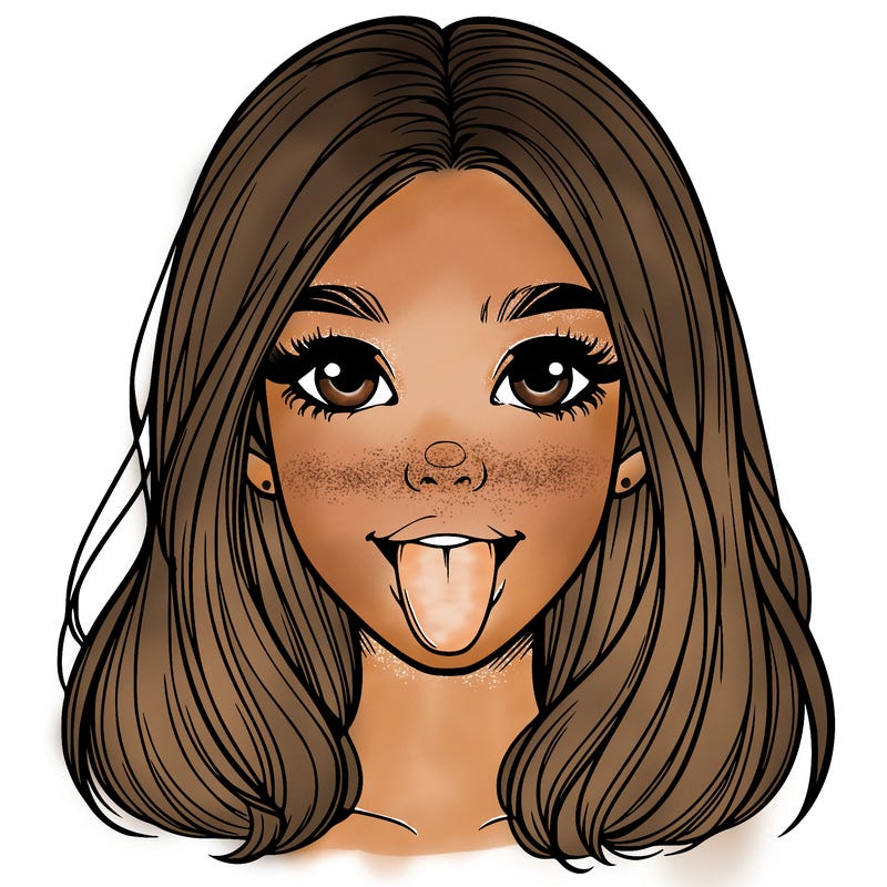 realistic girl with her tongue out