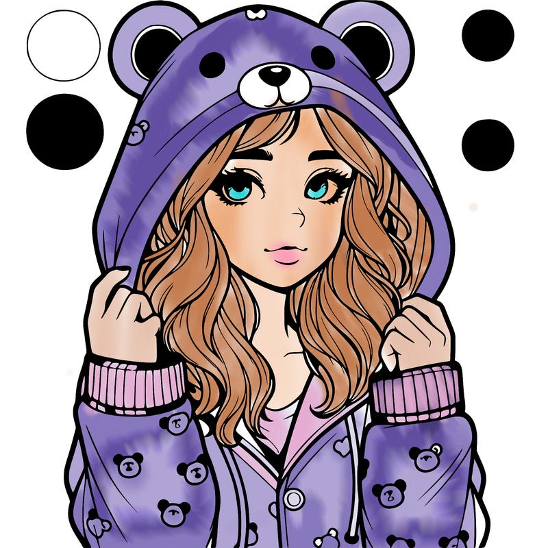 realistic girl in a animal pjs hoodie