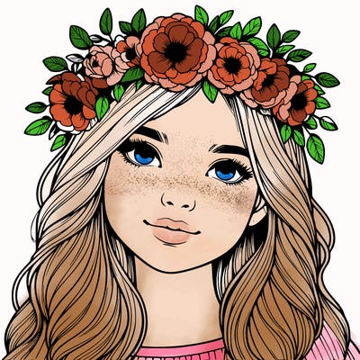 realistic girl with flower crown