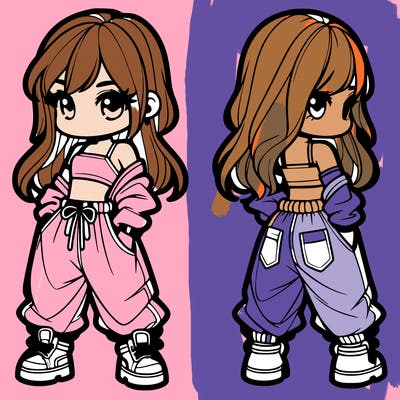 girl in crop top and baggy pants