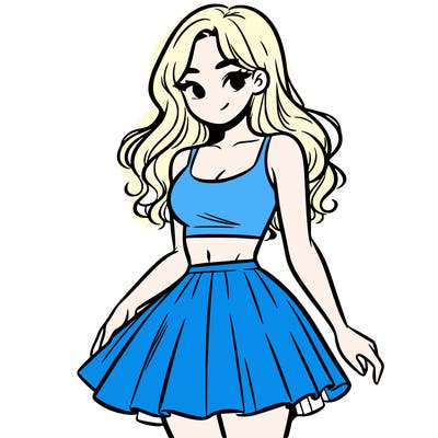 woman in a skirt and crop top