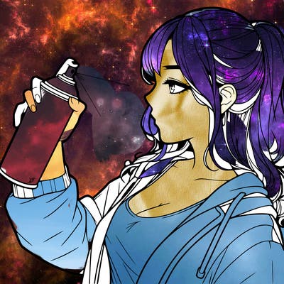 a realistic girl spray, painting