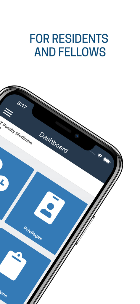 Visão do painel do aplicativo de educação médica Novas Inovações para residentes e fellows.