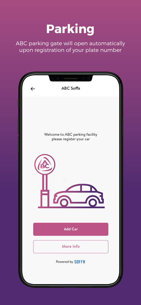 ABC Lebanon app parking screen with Soffa car registration