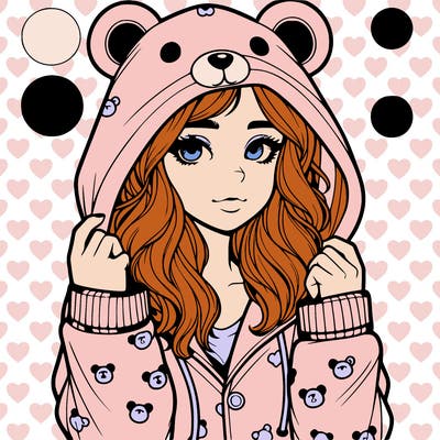 realistic girl in a animal pjs hoodie