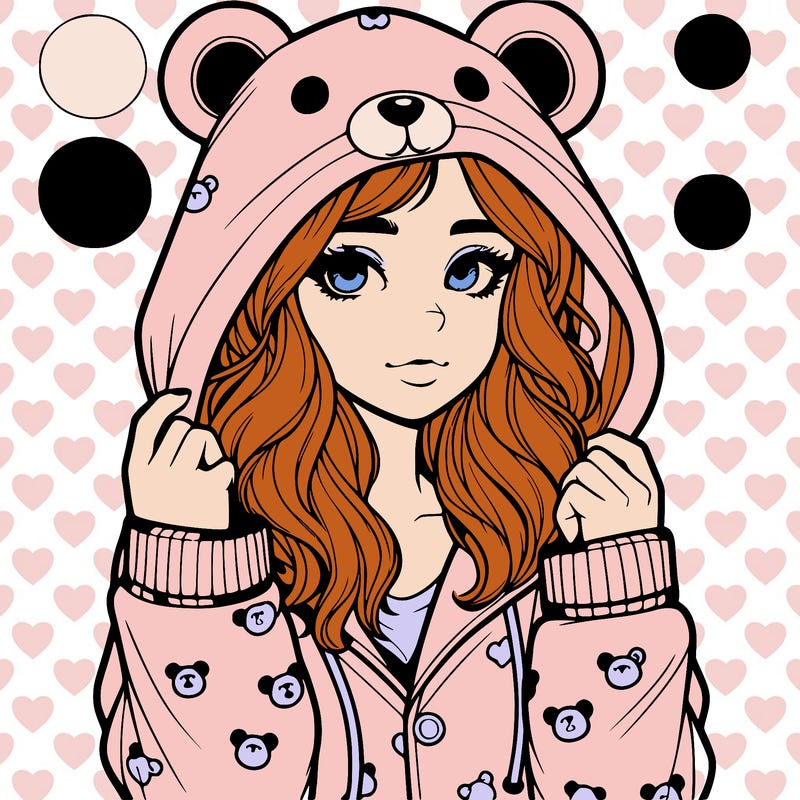 realistic girl in a animal pjs hoodie