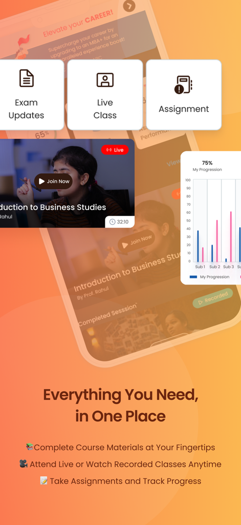 AU Online Learner App - AU Online Learner App interface displaying live classes assignments and student progress tracking