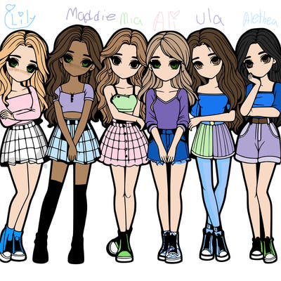 a group of girls realistic