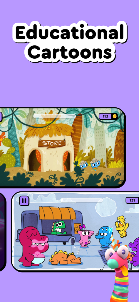 Colorful educational cartoons for kids in the Buddy ai learning app