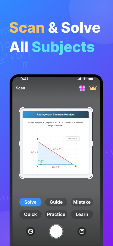 Solvify: AI Homework Helper - Solvify app interface scanning a geometry math problem for instant solutions