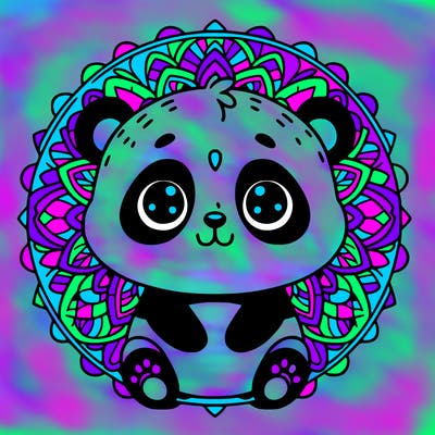 cute baby panda animal mandala