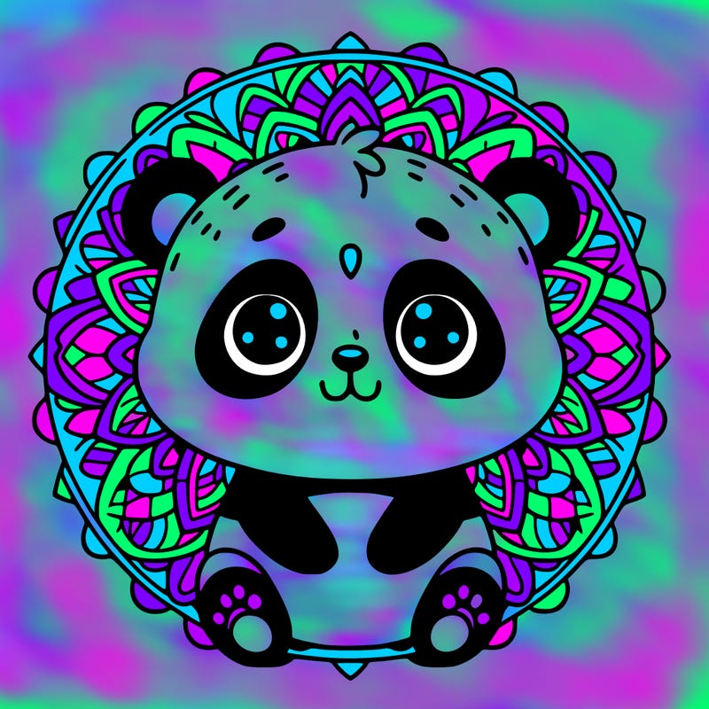 cute baby panda animal mandala