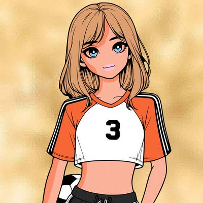 realistic girl wearing soccer jersey
