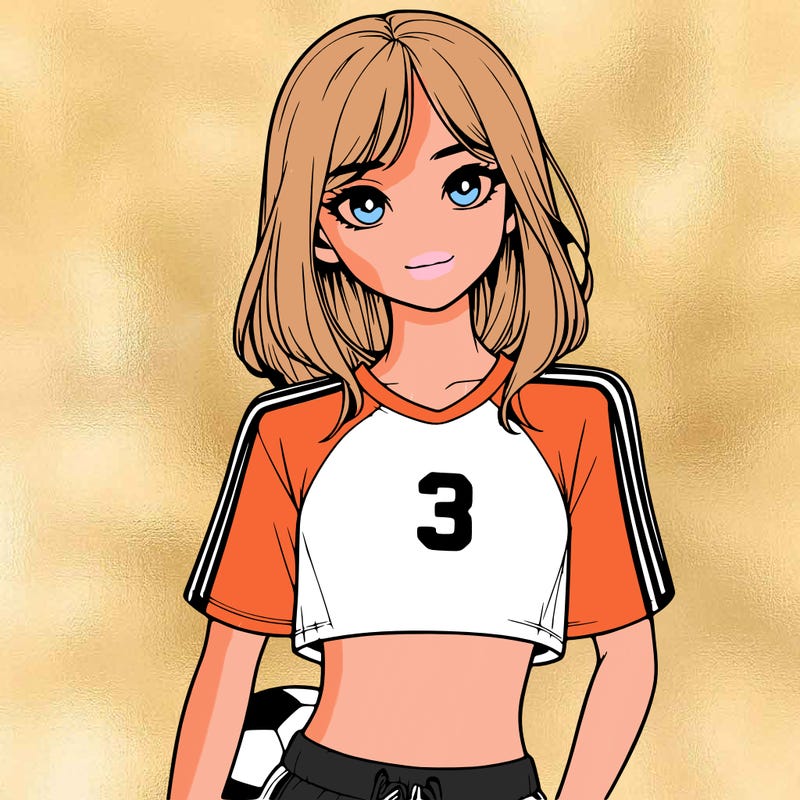 realistic girl wearing soccer jersey