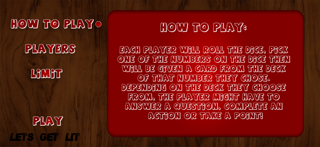 Lets Get Lit - How to play screen for Lets Get Lit app showing game instructions and menu