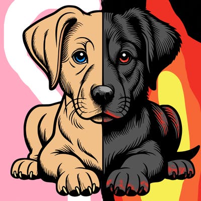 realistic dog split picture