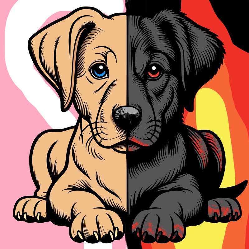 realistic dog split picture