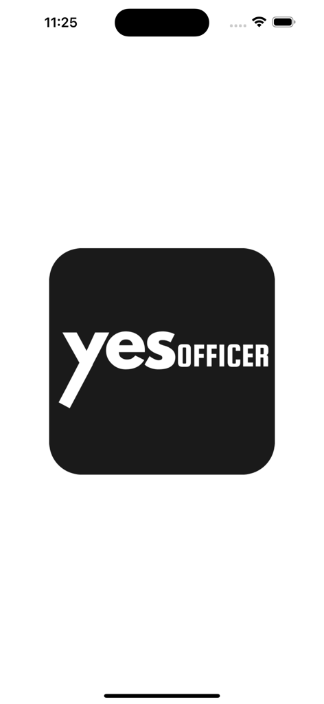 Yes Officer app logo featuring white text on a black rounded square background