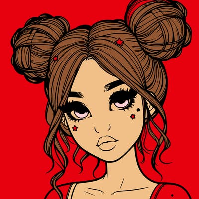 realistic girl with space buns
