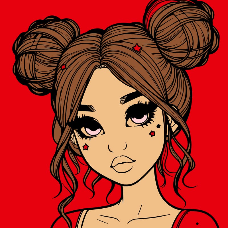realistic girl with space buns