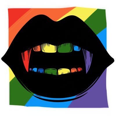 lips with vampire teeth