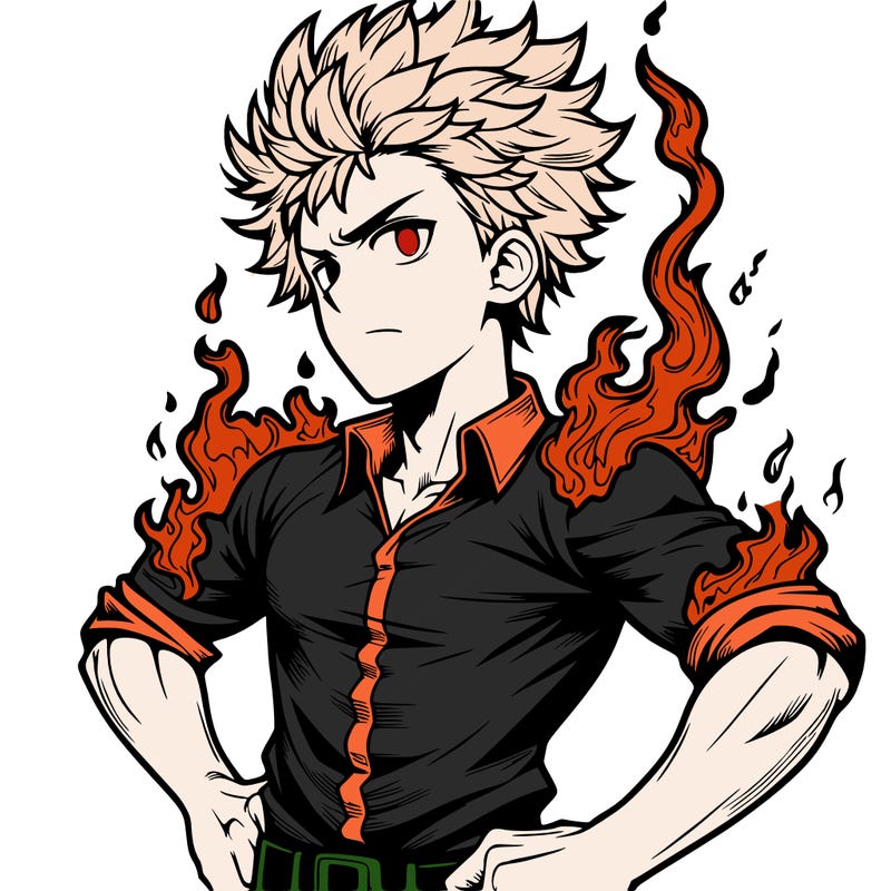 realistic manga man of fire