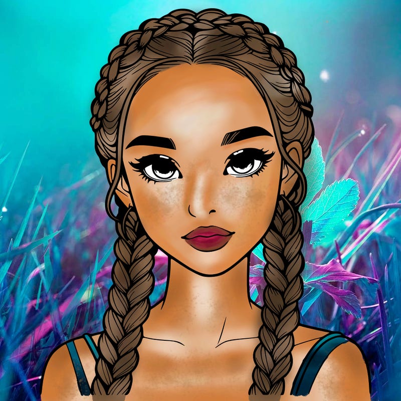 realistic girl with braids