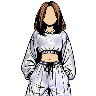 realistic girl faceless with baggy pants and a crop top