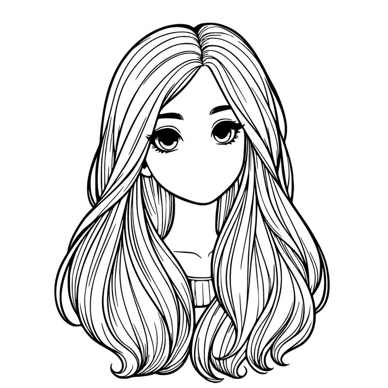 girl with long hair realistic