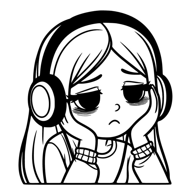 depressed girl listening to music