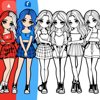 a group of girls realistic