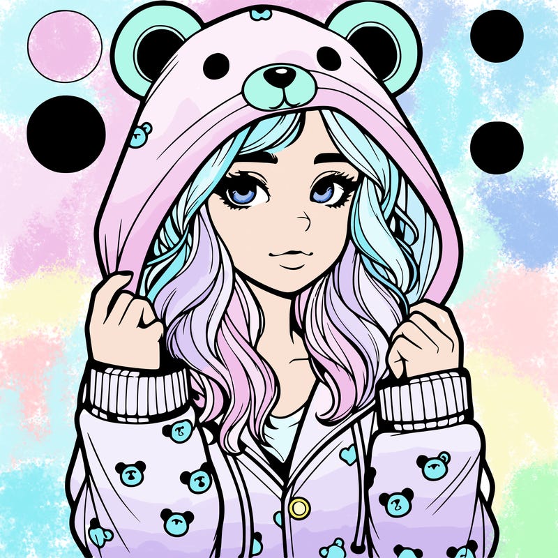 realistic girl in a animal pjs hoodie