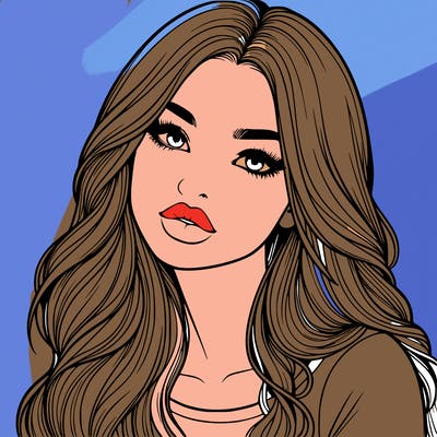 realistic girl with hair on her hair and lips