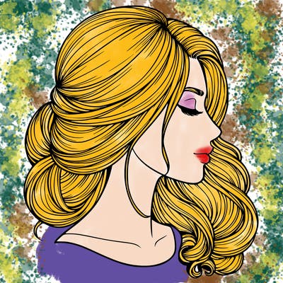 realistic woman's head & hair
