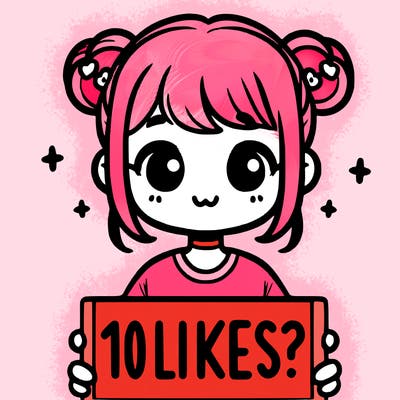 cute girl that is holding a sign that says 10 likes?