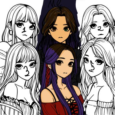a group of girls realistic