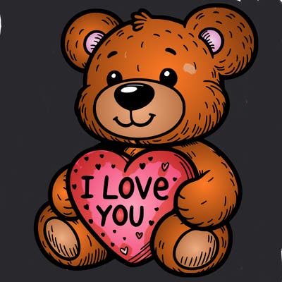 teddy bear holding an i love you heart