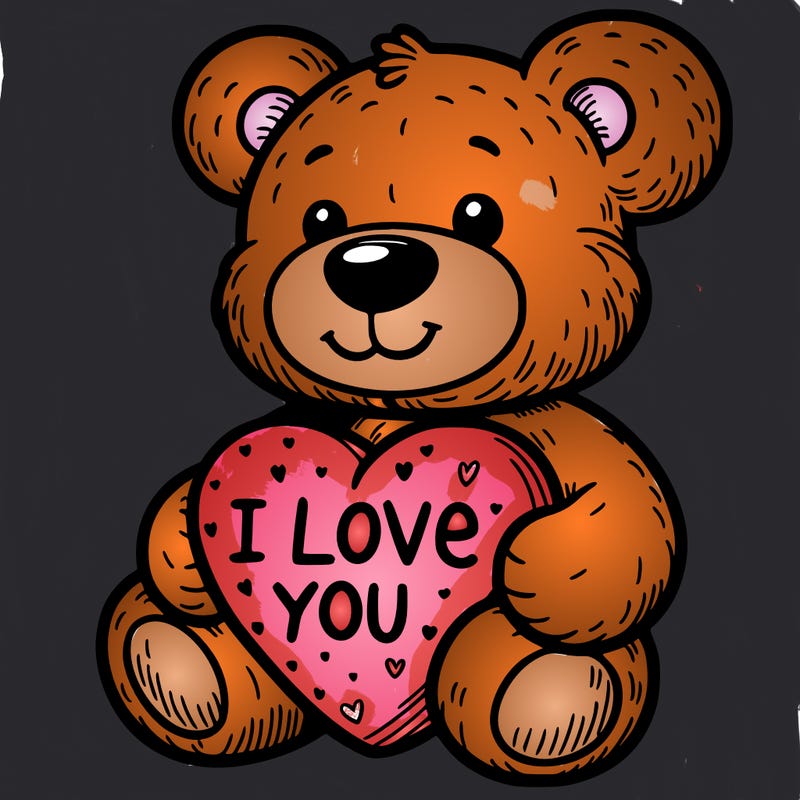 teddy bear holding an i love you heart
