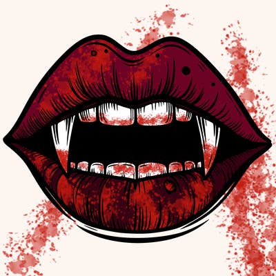 lips with vampire teeth