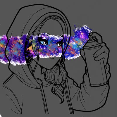 a realistic girl, spray painting