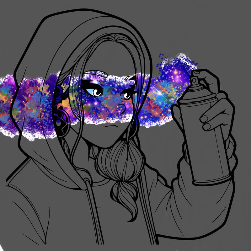 a realistic girl, spray painting