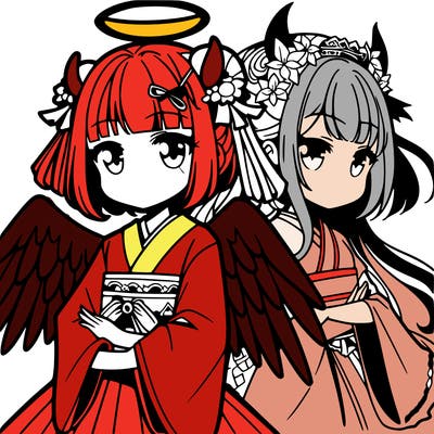 anime girl angel and devil