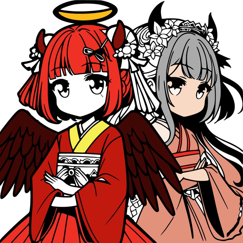 anime girl angel and devil