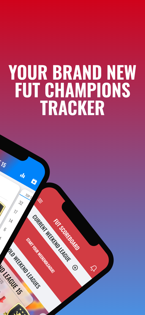 FUT Scoreboard - Track & Alert - A promotional image for FUT Scoreboard featuring the text Your Brand New FUT Champions Tracker with app interface previews on mobile devices.