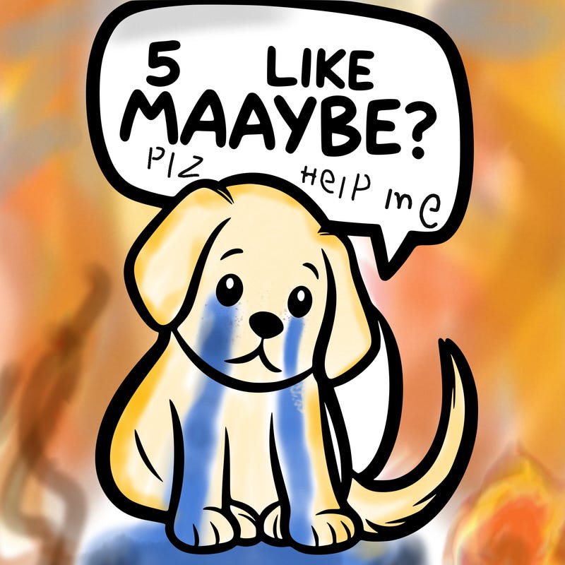 a puppy that says 5 like maybe