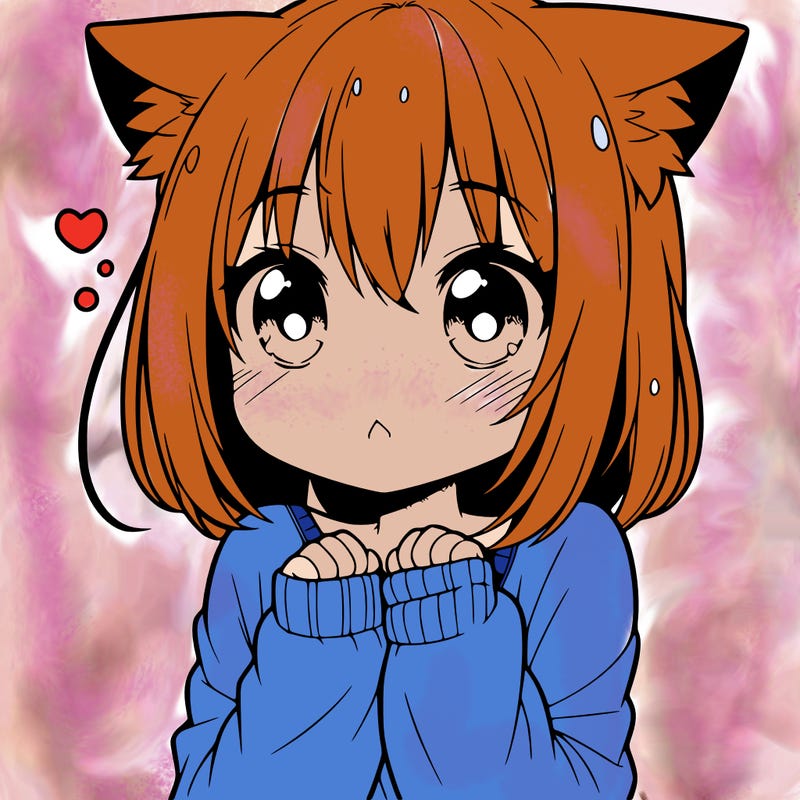 shy anime catgirl