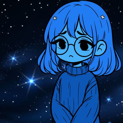 sad girl with glasses in a sweater