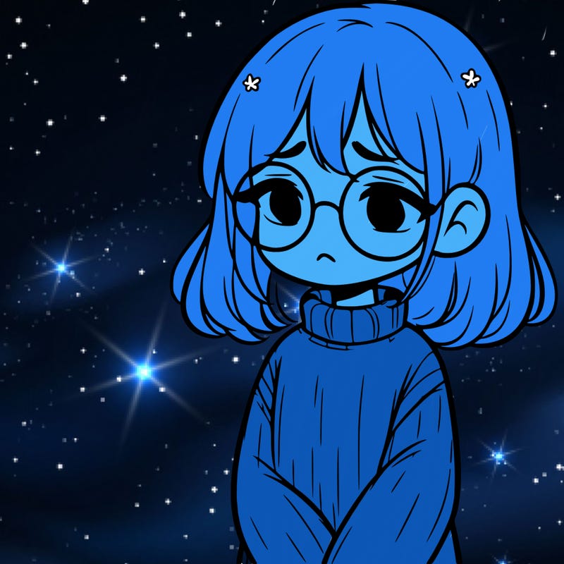 sad girl with glasses in a sweater