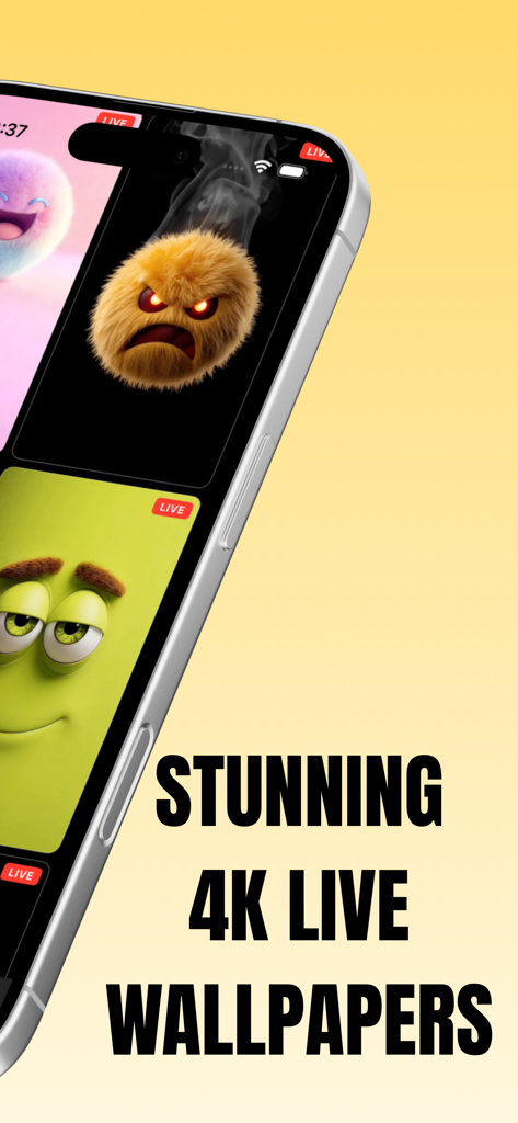 Silly Smiles 4K Live - Animated 4K live wallpapers featuring silly characters on an iPhone screen